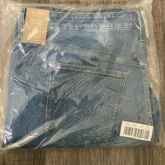 Madewell Plus Size Raw Hem Kick Out Crop Ankle Jeans Sz 26 Medium Wash - Picture 7 of 7